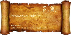Prohaska Mór névjegykártya